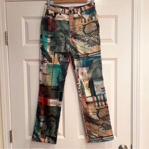 RARE Moschino 90s Birth of Venus Satin Pants Vintage 31 (29 x 29) Rome Stretch